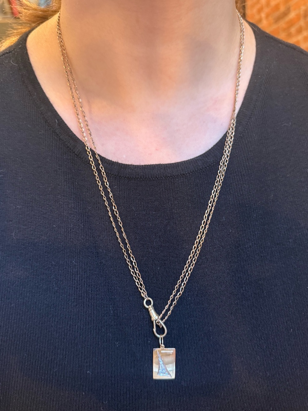 Long 9K Rosey Yellow Gold Necklace and 10K Dog Clip